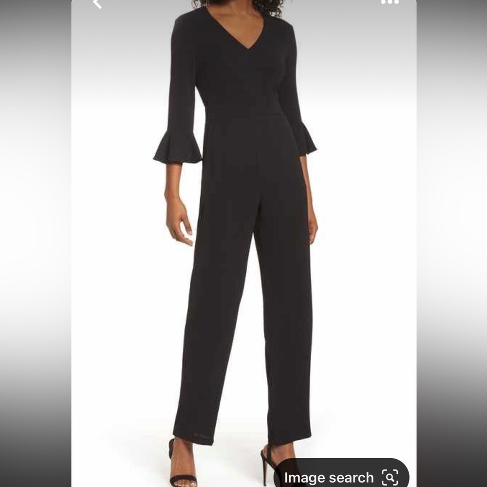 Black ruffle sleeve jumpsuit